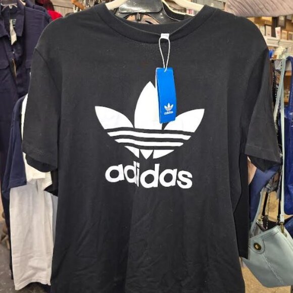 NWT Women's adidas Black Short Sleeve GN2896 Trefoil Tee Size XL - Picture 1 of 3